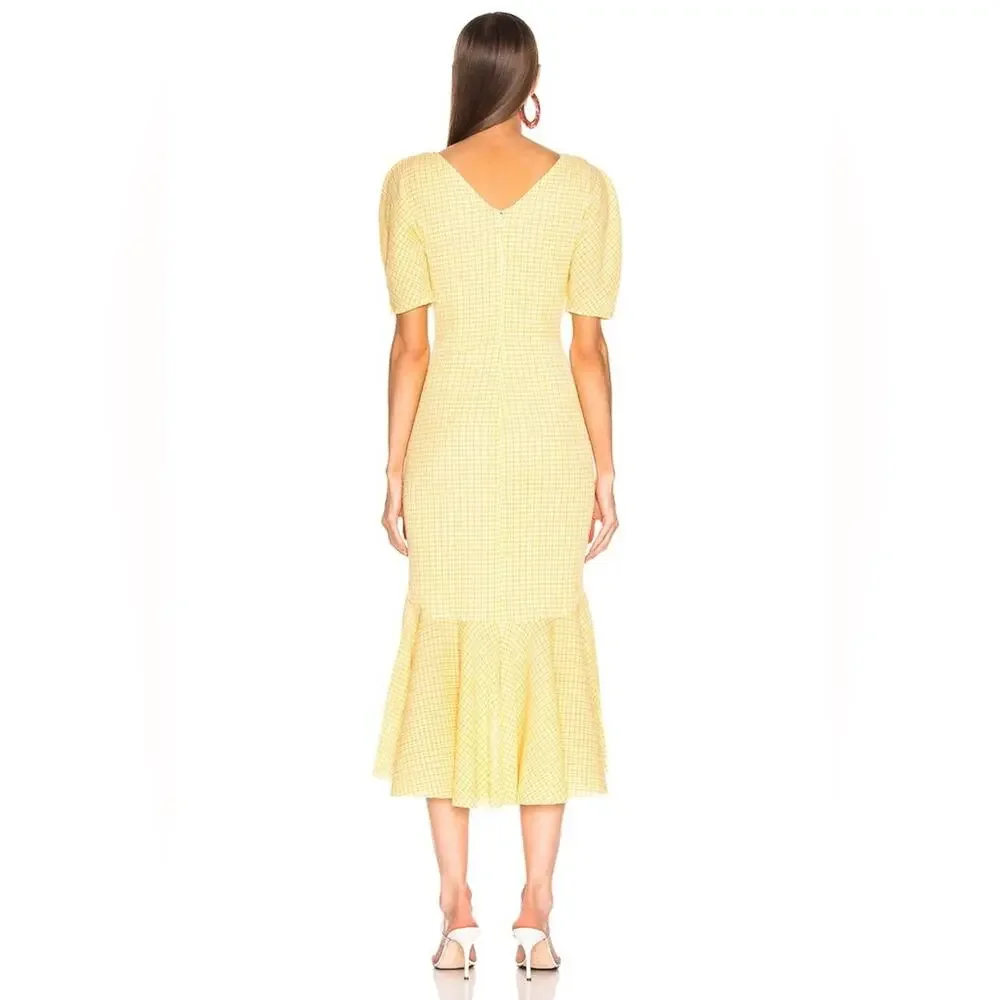 Staud Panier Dress Yellow Gingham